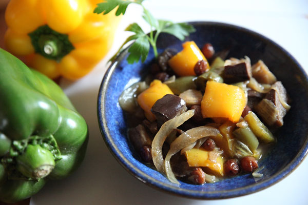 Poêlée de poivrons et aubergines