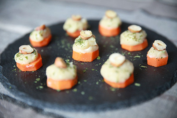 Canapés de carotte à la mousseline de céleri