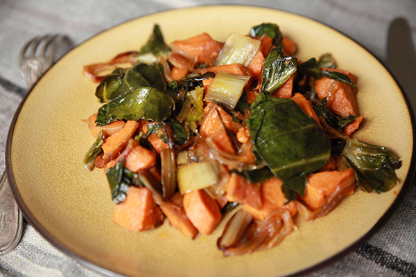 Poêlée de patate douce aux bettes