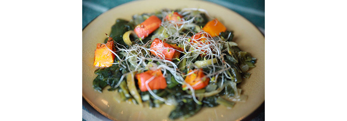 Epinard et potimarron rôti